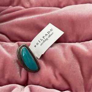 Silpada Sterling Silver R3482 Turquoise Ripple Statement Band Ring 925 Size 6
